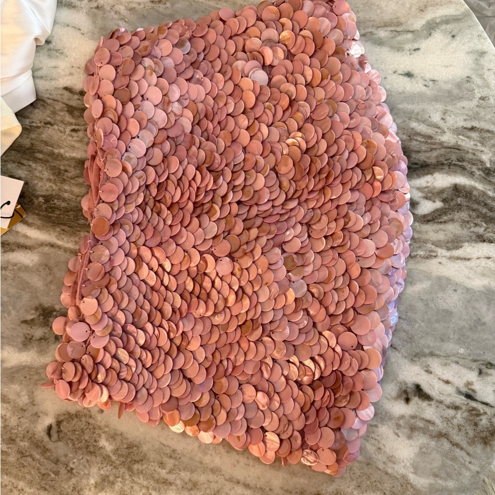 Made By Mel pink mother of pearl seashell skirt